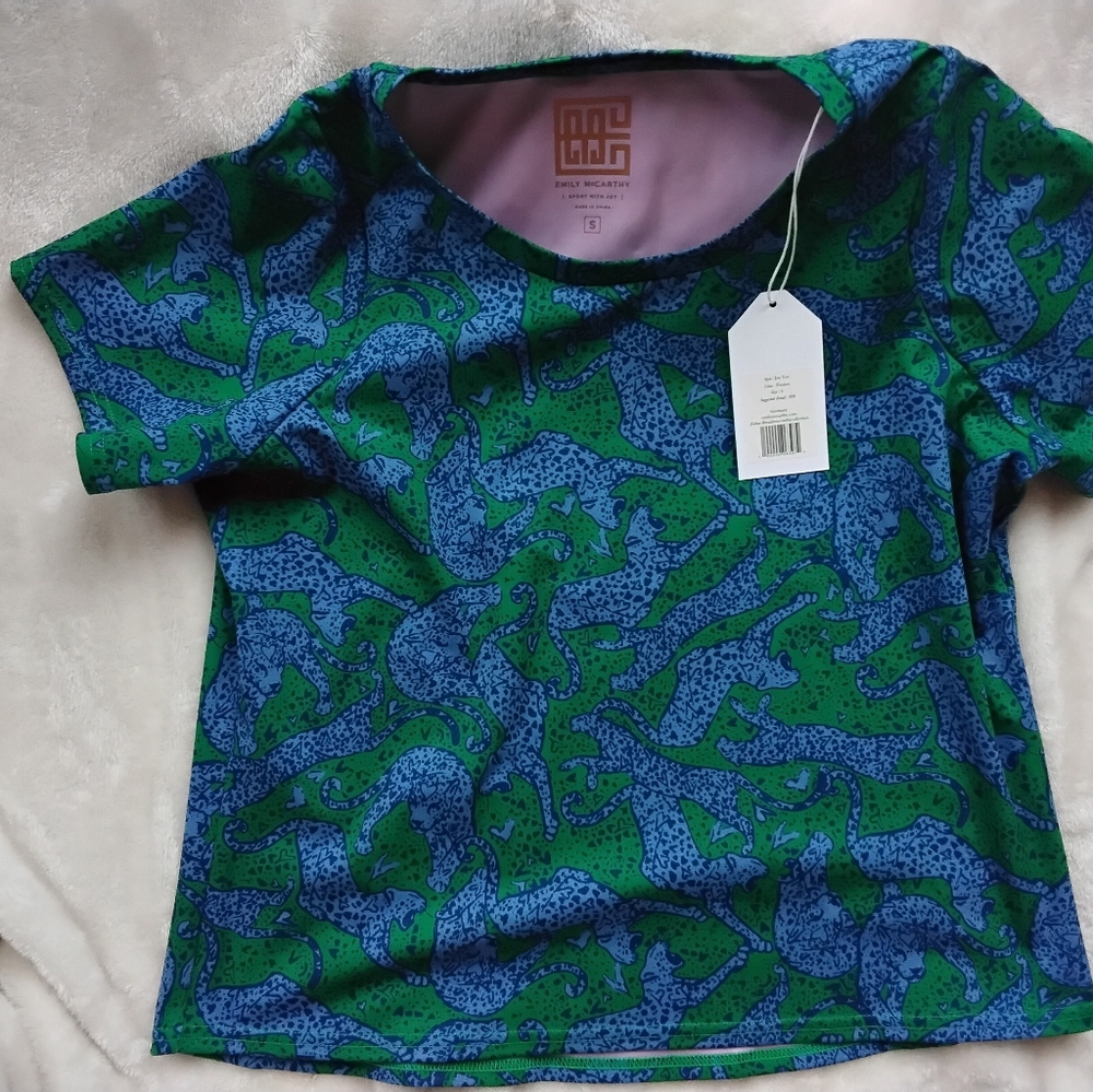 Emily McCarthy Stretchy Green and Blue Top